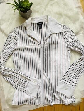 Express Women's Striped Long Sleeve Blouse Shirt, Size Large